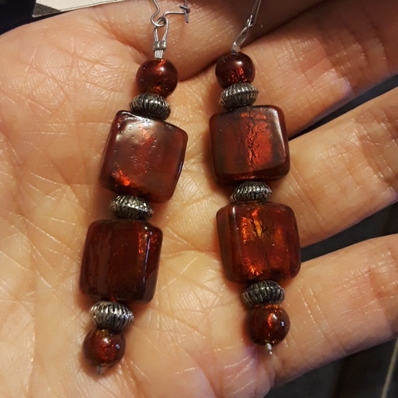 Casey Designs Jewelry Deep Red Glass Beaded Earrings Poshmark